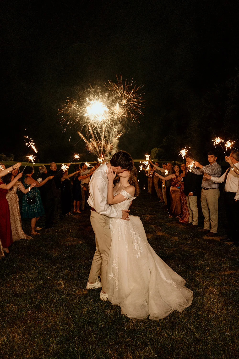 Wedding fireworks finale at Riverbend Ranch & Retreat near Franklin, TN